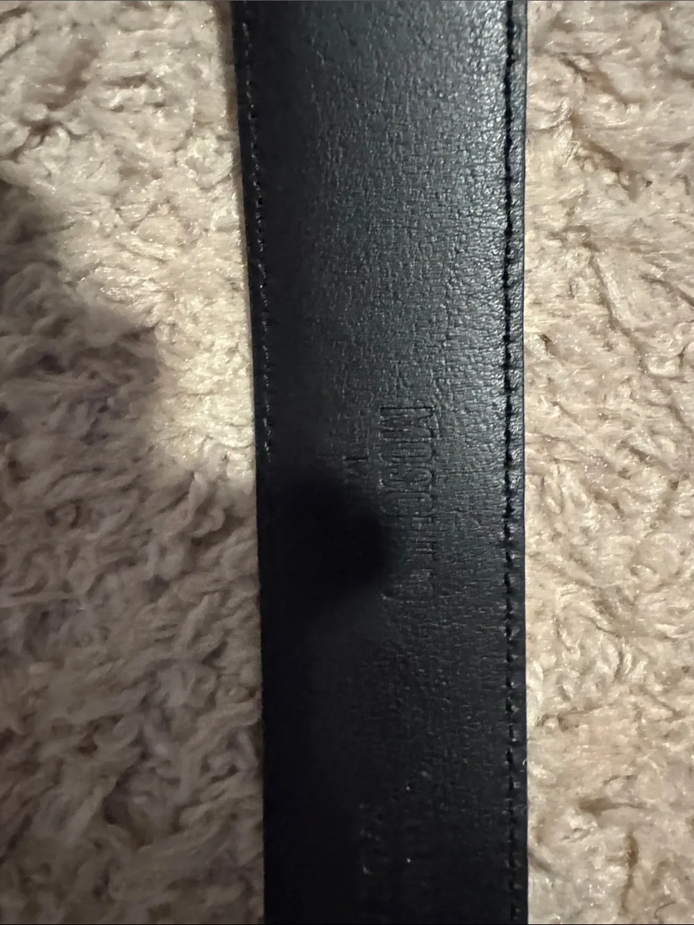 Moschino Black Leather Belt with Silver Logo Plaque